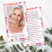 Floral Photo Funeral Carte de prière commémorative