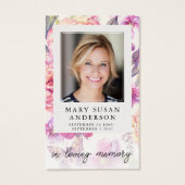 Floral Photo Funeral Carte de prière commémorative (Devant)