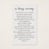 Floral Photo Funeral Carte de prière commémorative (Dos)