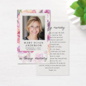 Floral Photo Funeral Carte de prière commémorative (Bureau)