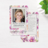 Floral Photo Funeral Carte Poem Memorial (Bureau)