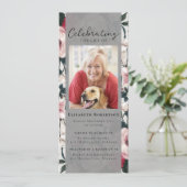  Floral Photo Funeral Digitale Uitnodiging (Staand voorkant)