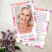 Floral Photo Funeral Memorial Prayer Kaart Contactkaartje