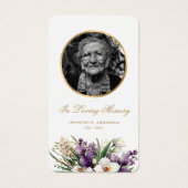 Floral Photo Funeral Memorial Prayer Kaarten Visitekaartje (Voorkant)