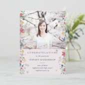 Floral Photo Graduation Faire-part (Debout devant)