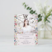 Floral Photo Graduation Faire-part (Debout devant)