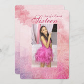 Floral Photo Invitation Kaart (Voorkant / Achterkant)