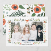 Floral Photo Joyeux Cartes de fin de année de Noël (Devant / Derrière)