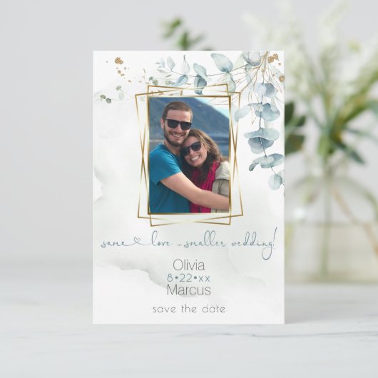 Floral Photo Lijst Dusty Green Eucalyptus Kaart (Staand voorkant)