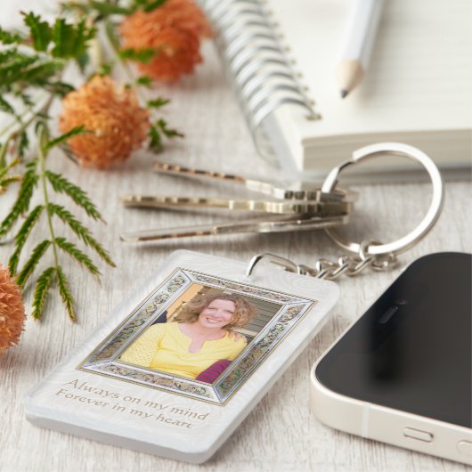 Floral Photo lijst Quote aangepast Memorial Sleute Sleutelhanger (Voorkant Rechts)