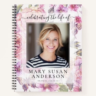 Floral Photo Memorial Guest Book Notitieboek