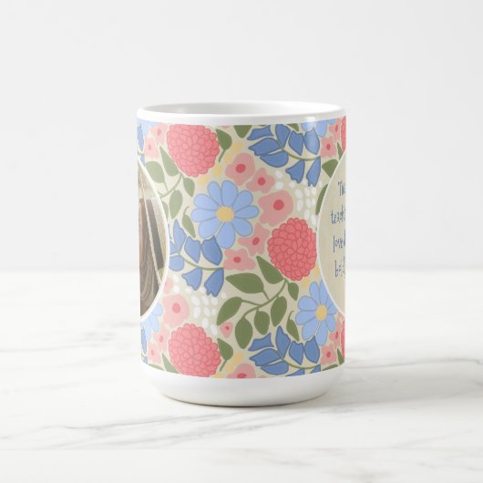 Floral Photo Mug – Personalized Message & Keepsake (Centre)
