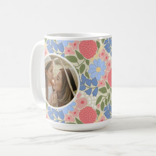 Floral Photo Mug – Personalized Message & Keepsake (Devant gauche)