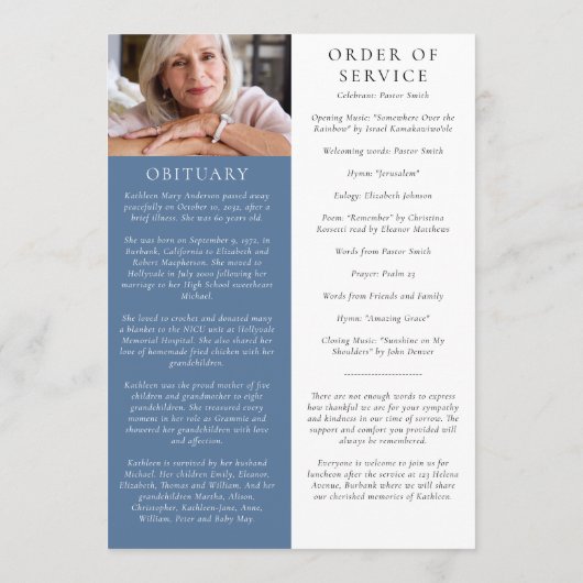 Floral Photo Order of Service Funeral Programma (Achterkant)