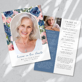 Floral Photo Order of Service Funeral Programma