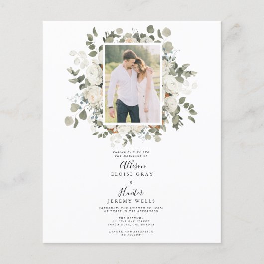 Floral Photo Wedding Invitation (Voorkant)