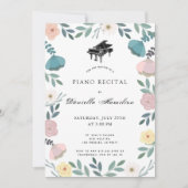 Floral Piano Blanc Considérant Invitation (Devant)