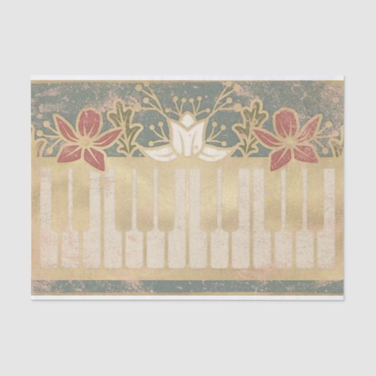  Floral Piano Tissuepapier (Voorkant)