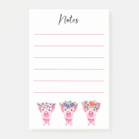 Floral Pigs Post-it Notes (Voorkant)