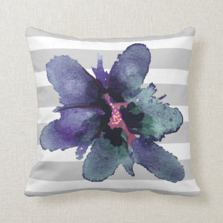 Floral Pillow, blauwgroen en grijze gestripte Wate Kussen