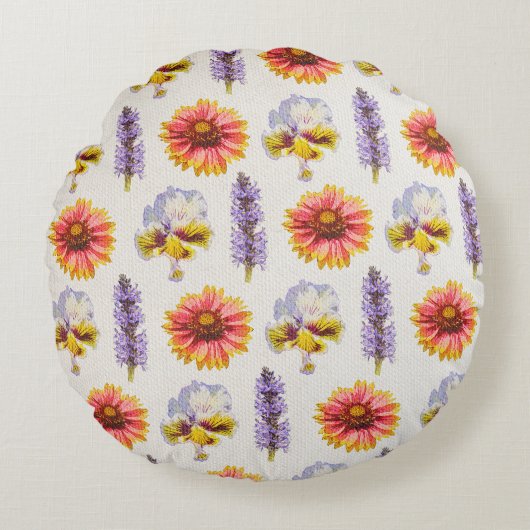 Floral Pillow Rond Kussen (Voorkant)