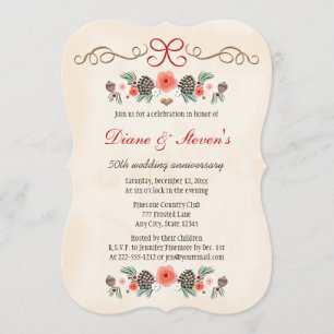  FLORAL PINE CONE CHRISTMAS JUBILEUM KAART