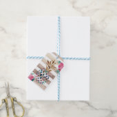 Floral Pineapple gestreepte monogram Cadeaulabel (Met Touw)