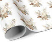 Floral Pinecone Watercolor Christmas Cadeaupapier (Rol Hoek)