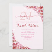 Floral Pink 21st Birthday Uitnodiging (Voorkant)