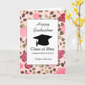  Floral Pink Afstuderen Kaart (Gele Bloem)