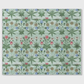 Floral Pink Blue William Morris Daisy Cadeaupapier (Vlak)