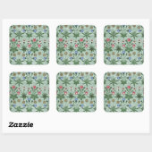  Floral Pink Blue William Morris Daisy Vierkante Sticker (Vel)