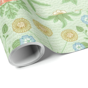 Floral Pink Blue William Morris Daisy Wrap Cadeaupapier