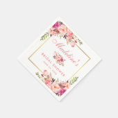 Floral Pink Blush Gold Lijst Vrijgezellenfeest Servet (Hoek)