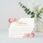 Floral Pink Blush Gold Wedding Advice Kaart L (Staand voorkant)