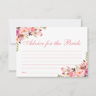 Floral Pink Blush Vrijgezellenfeest Advice Kaart
