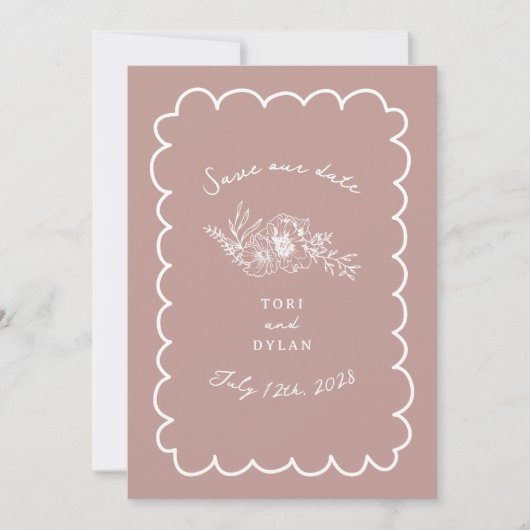 Floral Pink Botanical Bewaar de datum Save The Date (Voorkant)