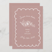 Floral Pink Botanical Bewaar de datum Save The Date (Voorkant / Achterkant)