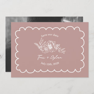 Floral Pink Botanical Bewaar de datumfoto Save The Date