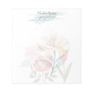 Floral Pink Botanical Classic Personalized Notepad Notitieblok