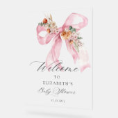 Floral Pink Bow Baby in Bloom Baby shower Bienvenu (Angle)