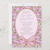  Floral Pink Bow Baby shower Kaart (Voorkant)