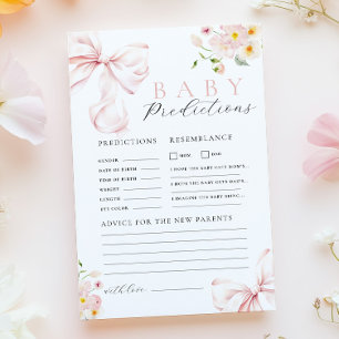 Floral Pink Bow Baby shower Voorspelling Advies Sp