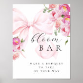 Floral Pink Bow Bouquet Bar Poster (Voorkant)