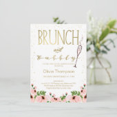 Floral Pink Bridal Brunch Invitation à la douche n (Debout devant)