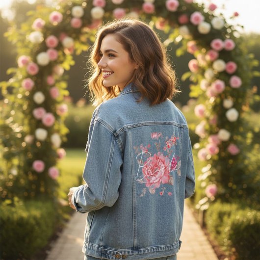 Floral Pink Bride Denim Jacket