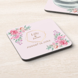 Floral Pink bruiloft Bier Onderzetter