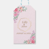 Floral Pink bruiloft Cadeaulabel (Voorkant)