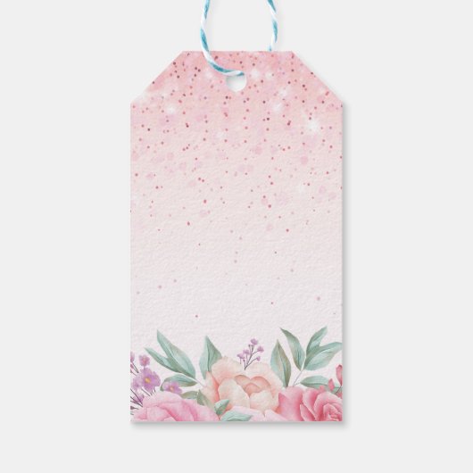 Floral Pink bruiloft Cadeaulabel (Achterkant)