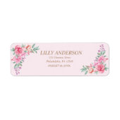 Floral Pink bruiloft Etiket (Voorkant)